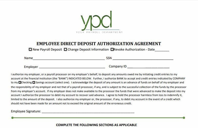 Employee Direct Deposit Authorization